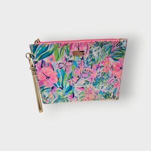 Lily Pulitzer Wristlet – One Size – Jungle Floral Print – Vibrant – Pink Gold